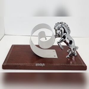 Vintage White Chrome Mustang Hood Ornament Desk Decor